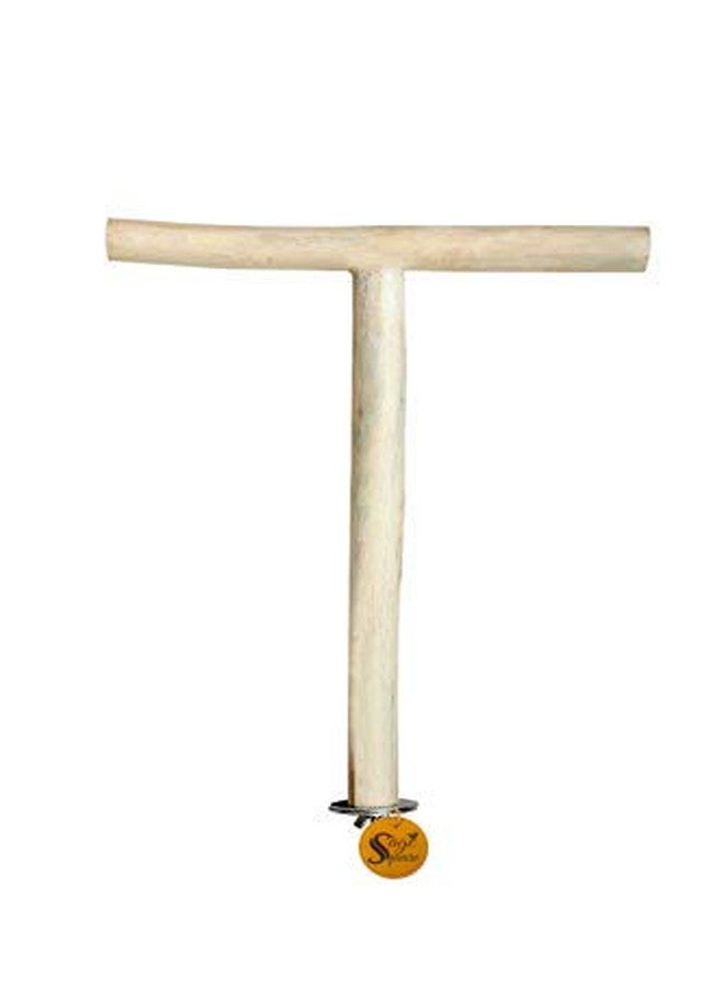 Sage Square Natural Cage Mountable Wood T Perch for Birds, Cage Accessory Toy (8 Inches) - Image 1